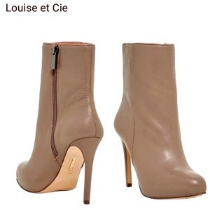Louise et Cie taupe leather hidden platform high heel boots 7